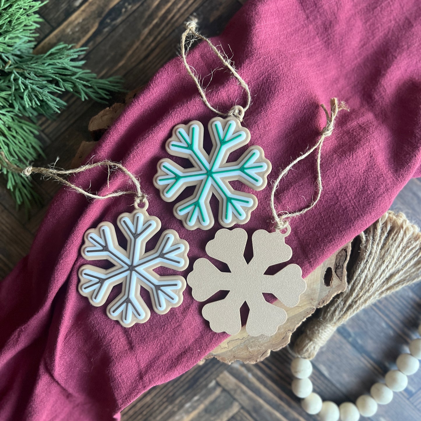 Gingerbread Snowflake Cookie Ornaments 3D Printed