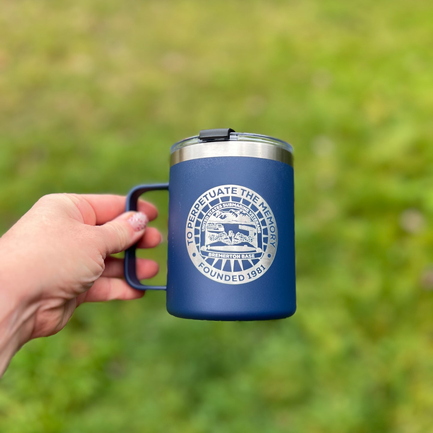 USSVI Bremerton Base 12 oz handled mug with lid