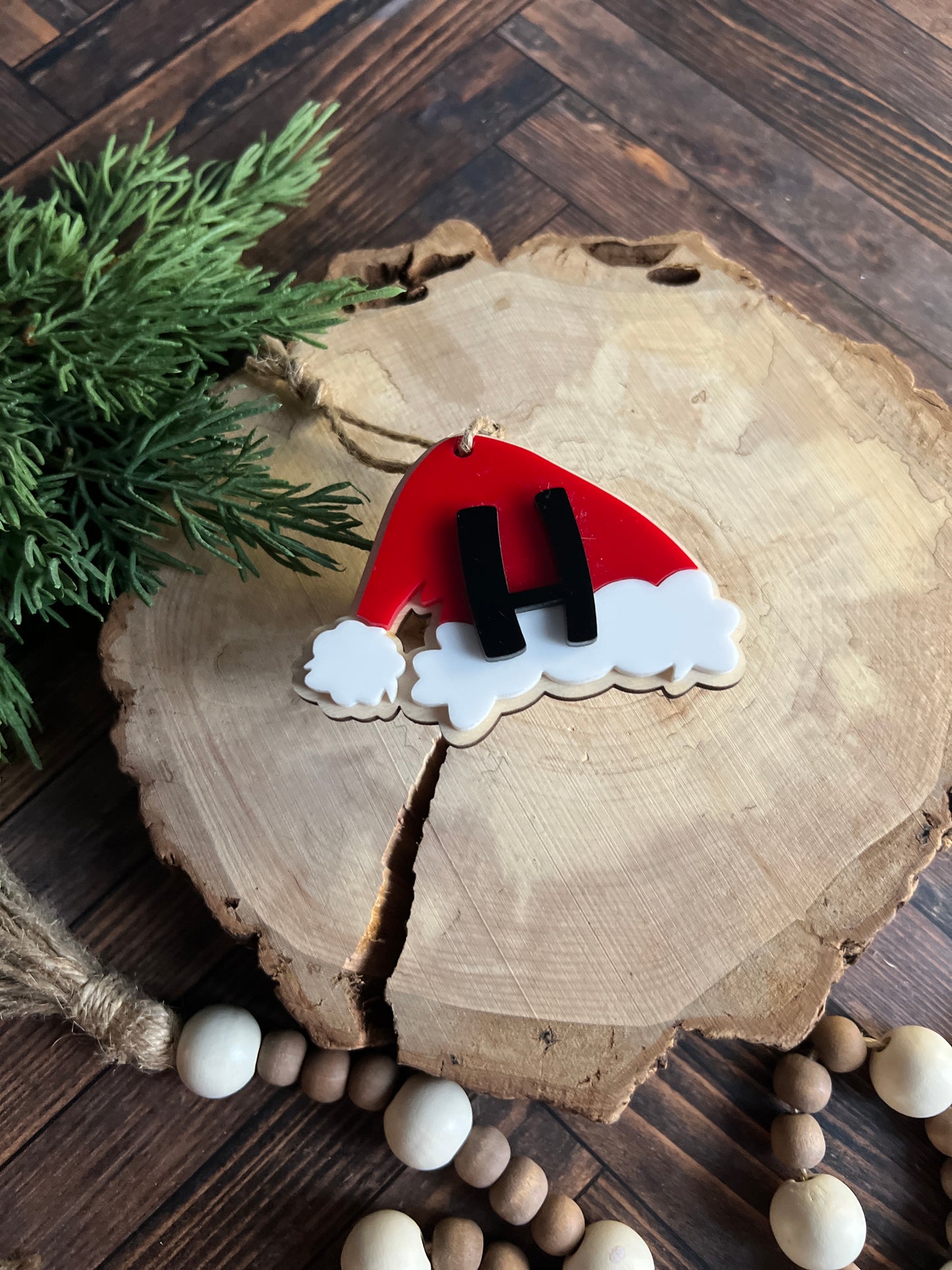 Christmas Monogram Santa Hat Ornament