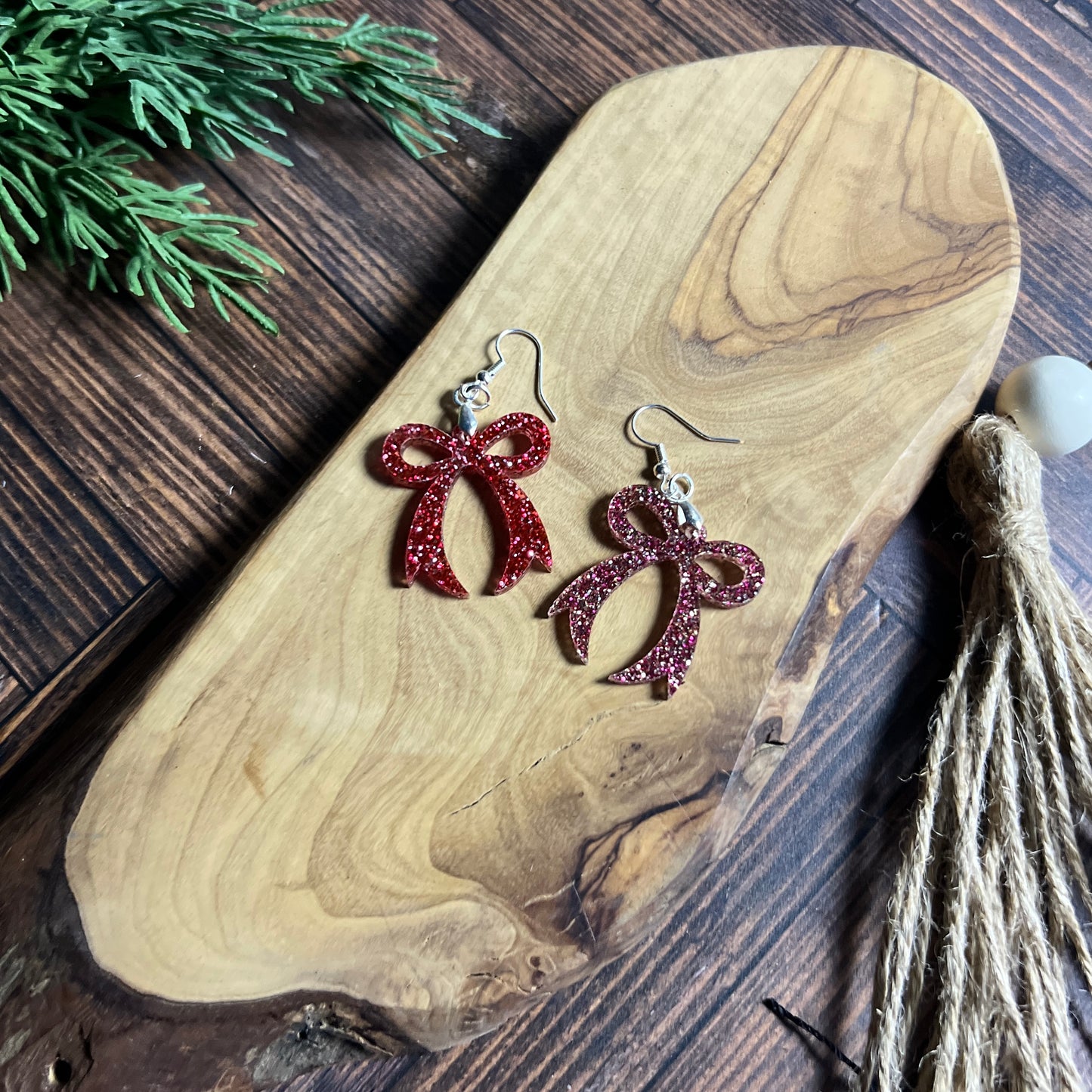Pink & Red Bow Earrings