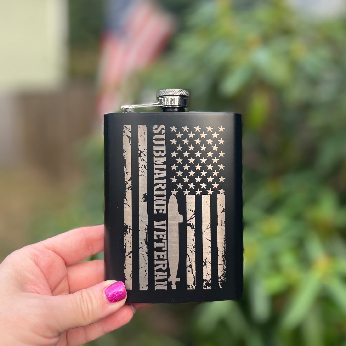 Submarine Veteran Flag Flask
