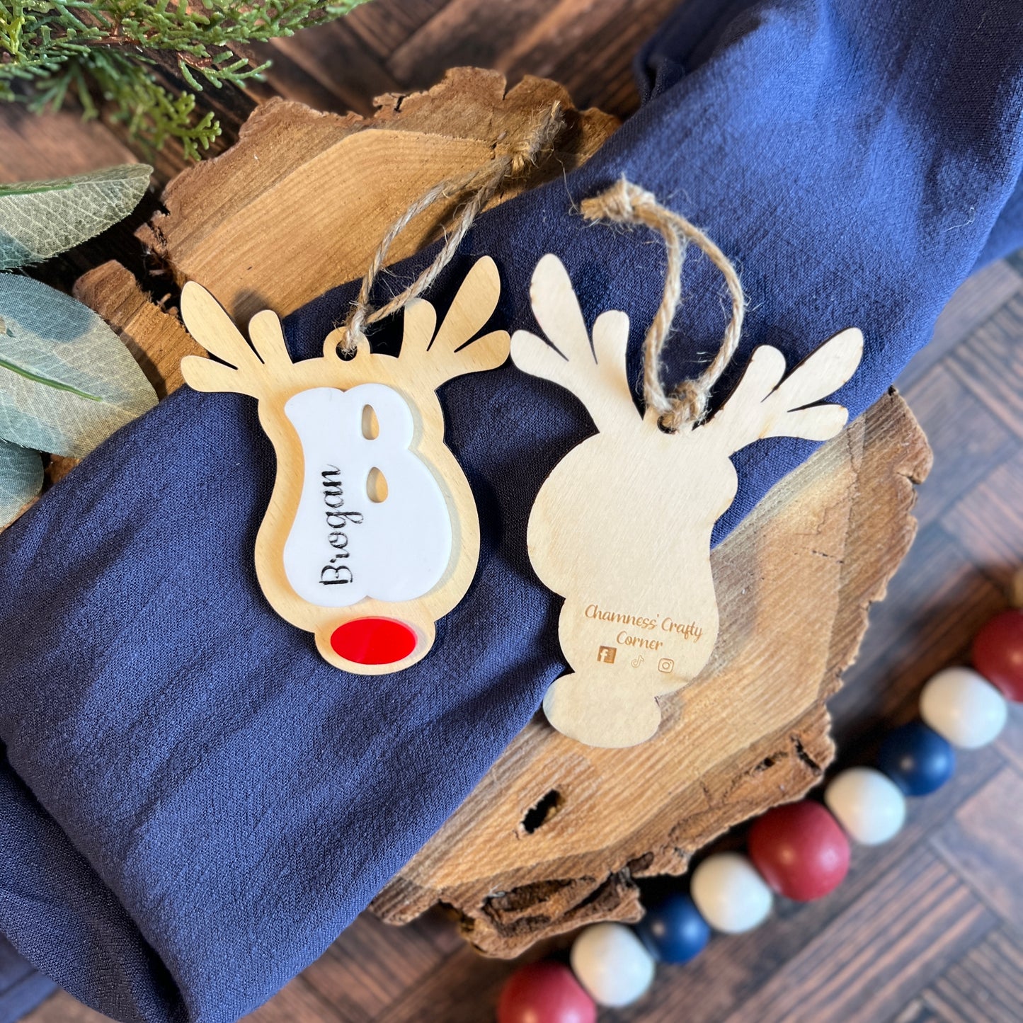 Retro Reindeer Name Ornament