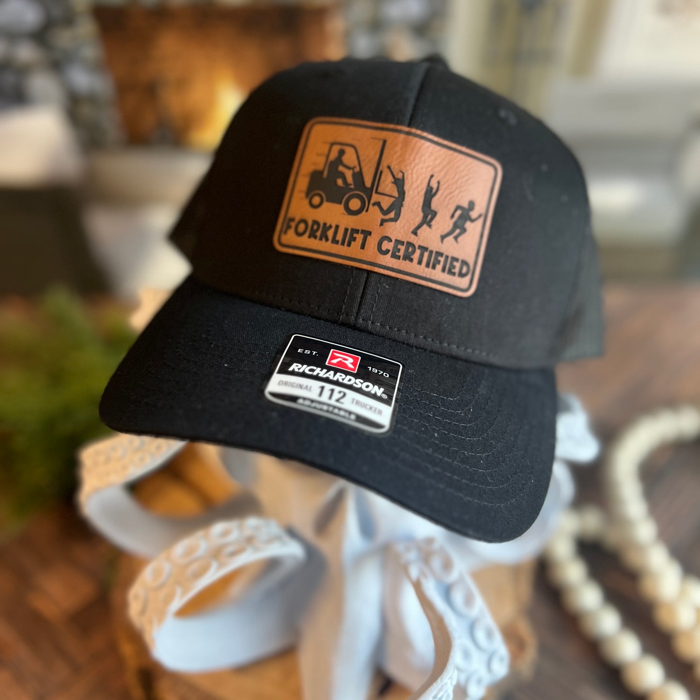 Forklift Certified 112 Richardson Black Trucker Hat