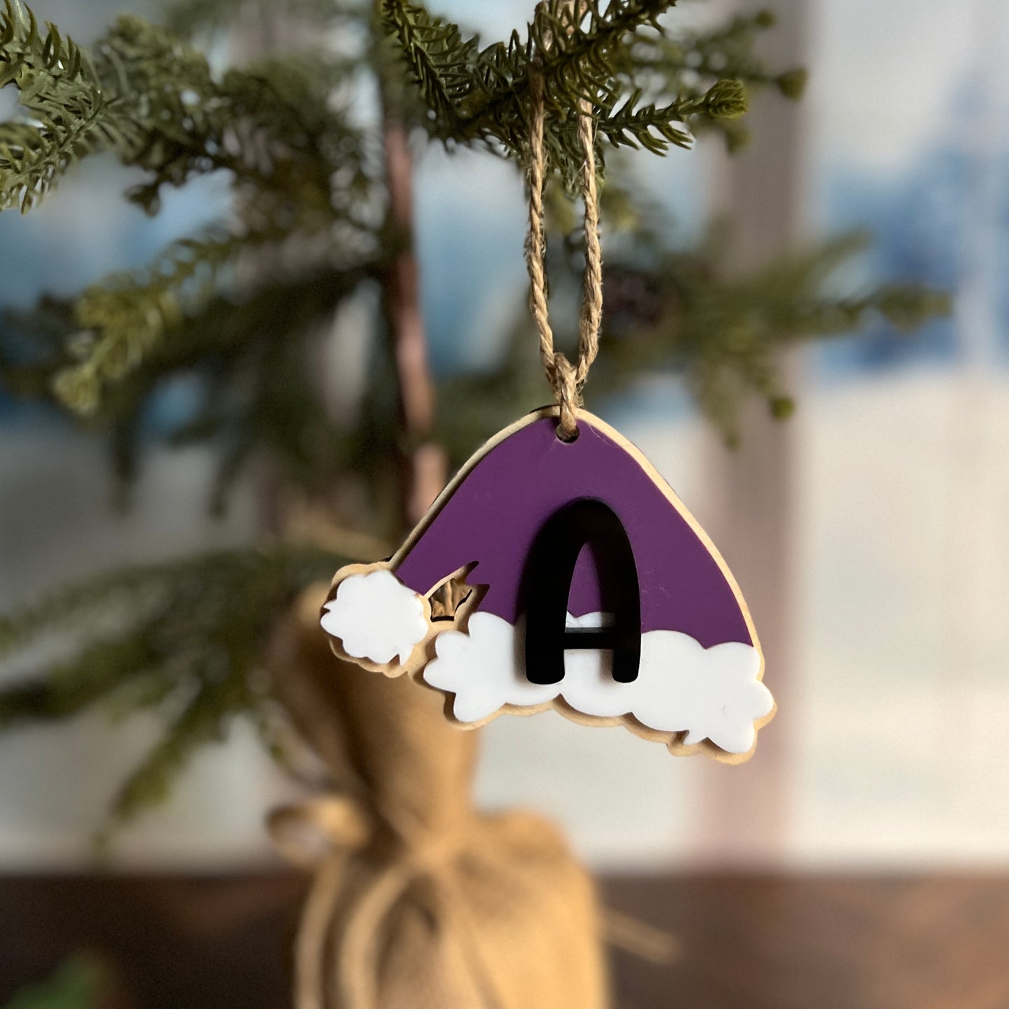 Christmas Monogram Santa Hat Ornament
