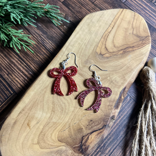 Pink & Red Bow Earrings