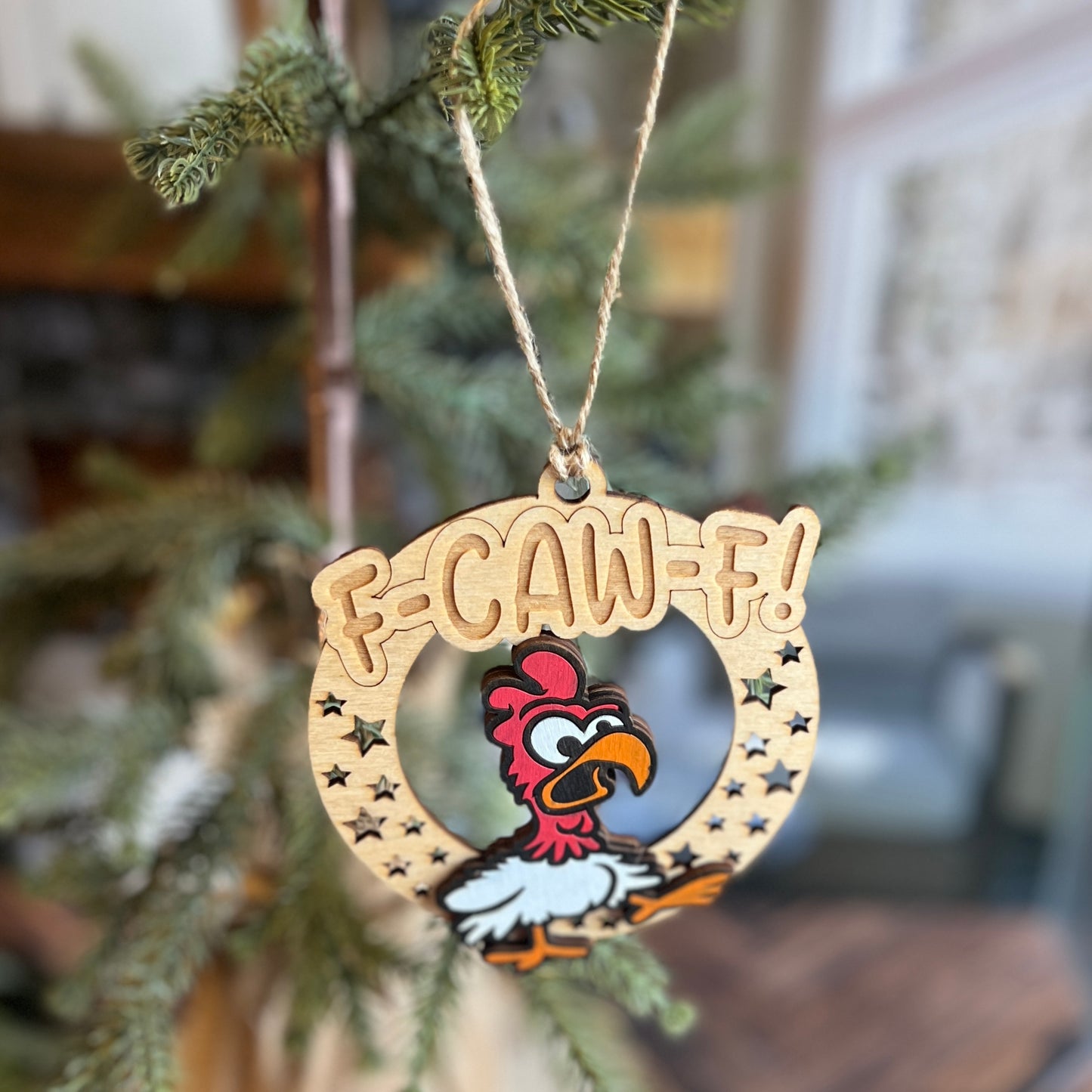 Cheeky Chicken F-Caw-F Ornament