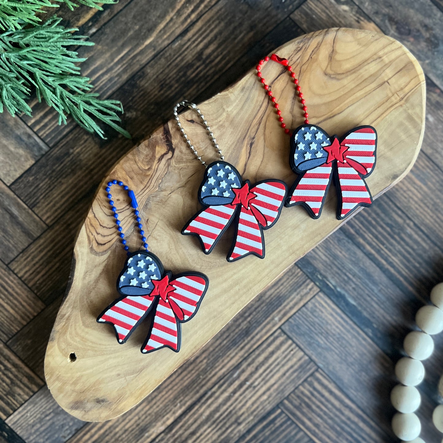 Patriotic Bow Soda Can Opener Keychain