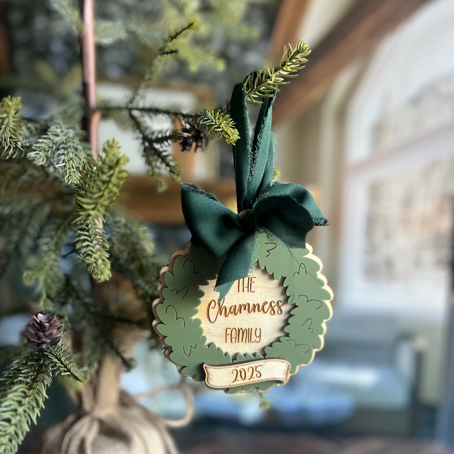 Personalized Family Wreath Christmas Ornament