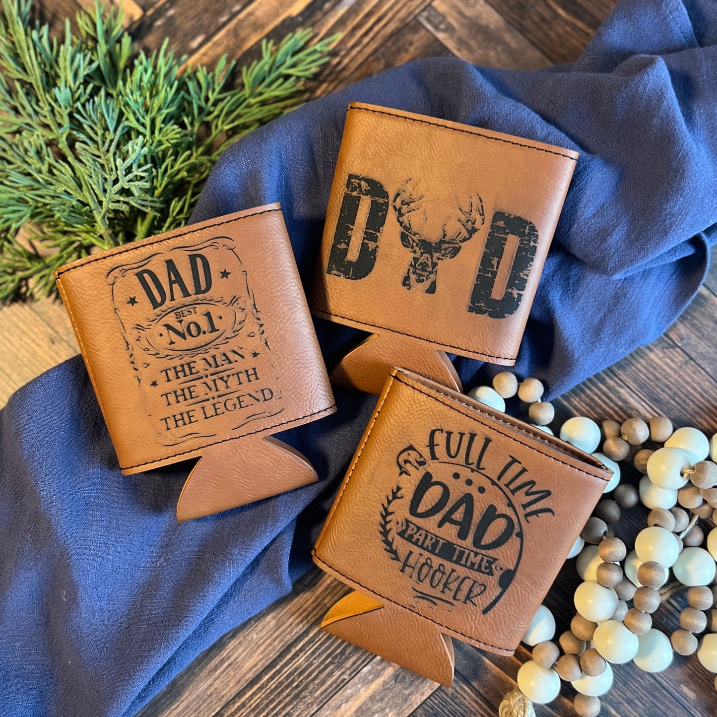 Deer Hunting Dad Leatherette Can Cooler