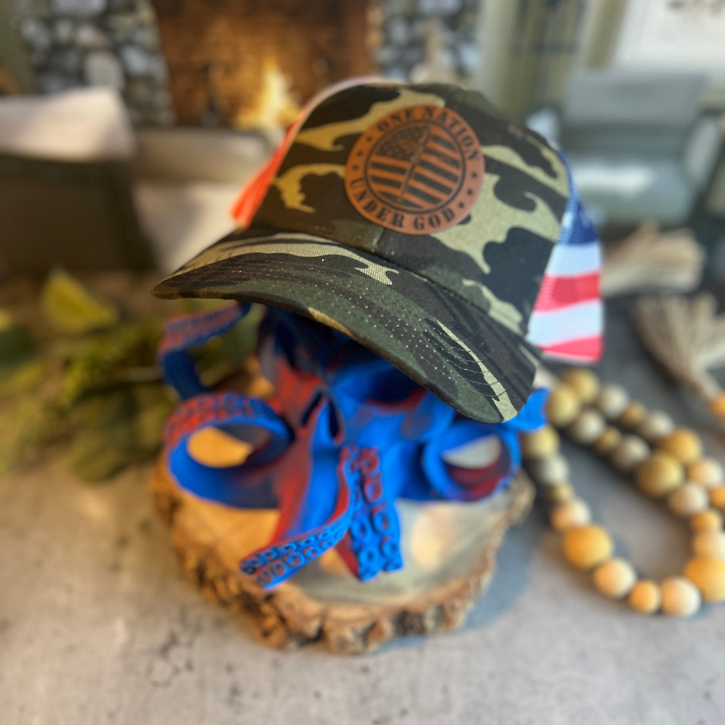 One Nation Under God Camo/American Flag Otto Classic Fit Trucker Hat