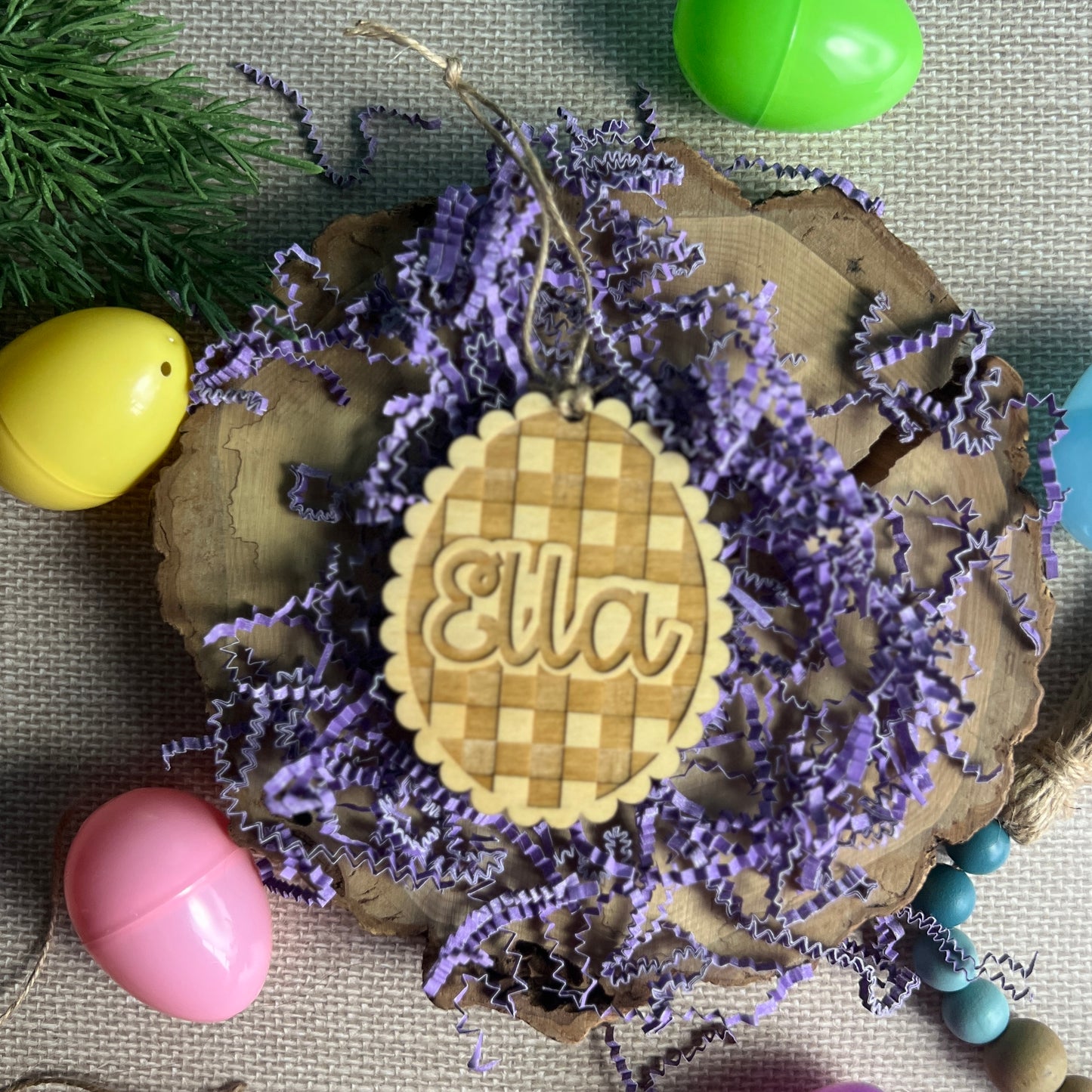 Gingham Easter Basket tag