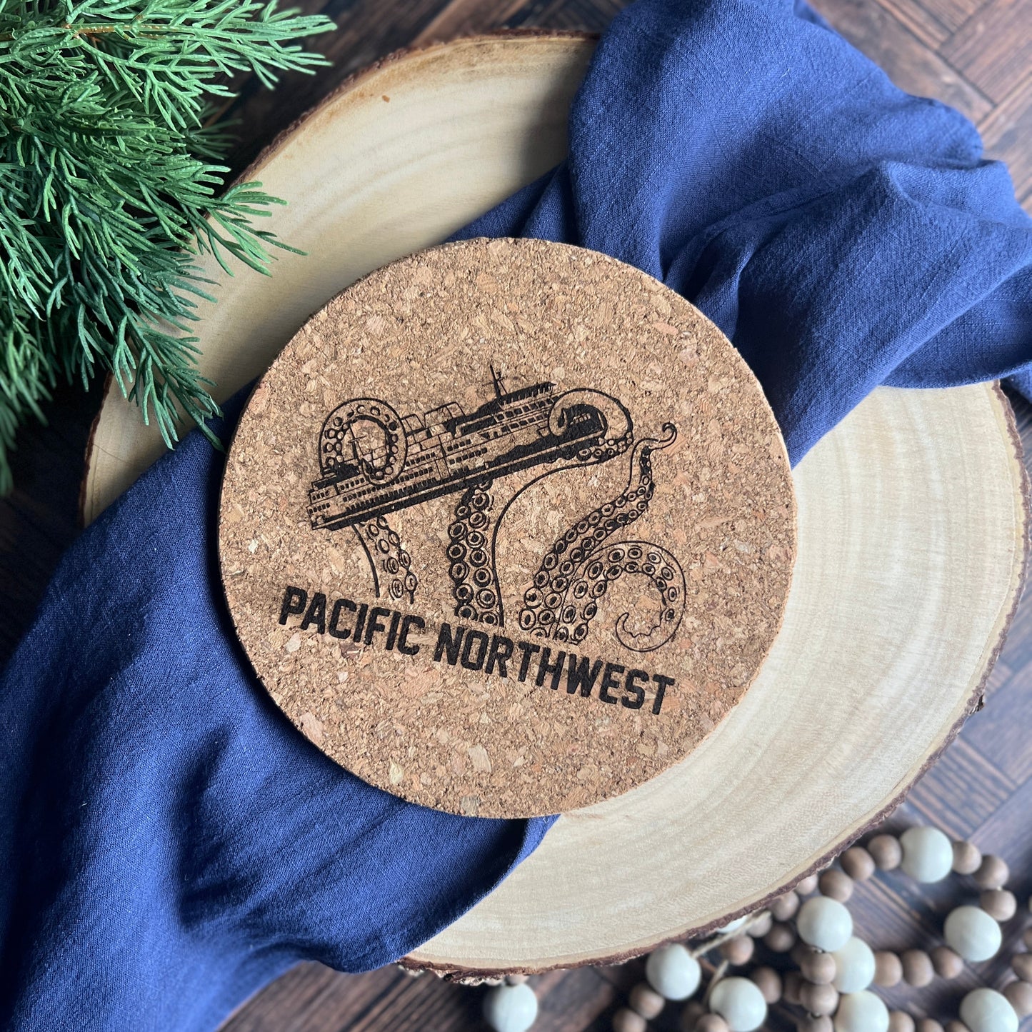 Pacific Northwest Kraken Cork Trivet