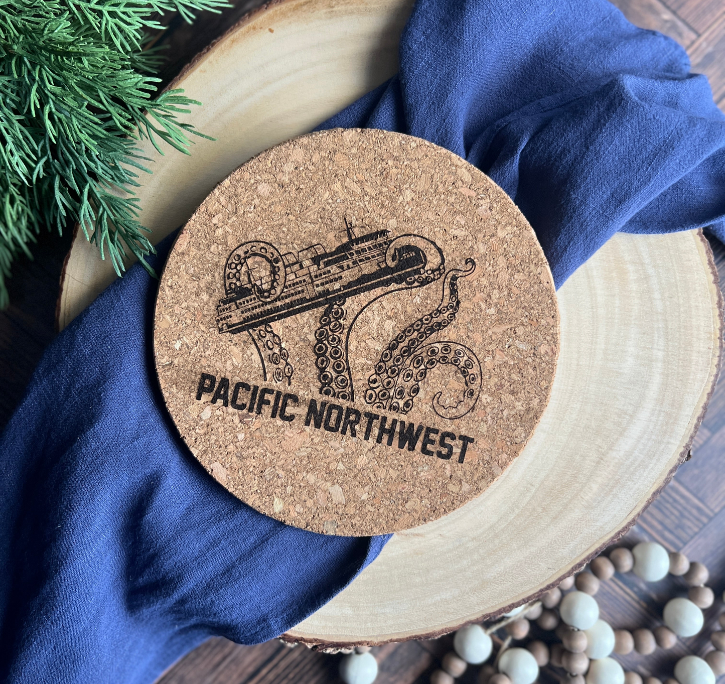 Pacific Northwest Kraken Cork Trivet