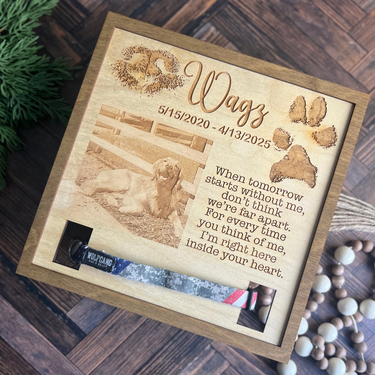 Pet Memorial Collar Frame With Holder