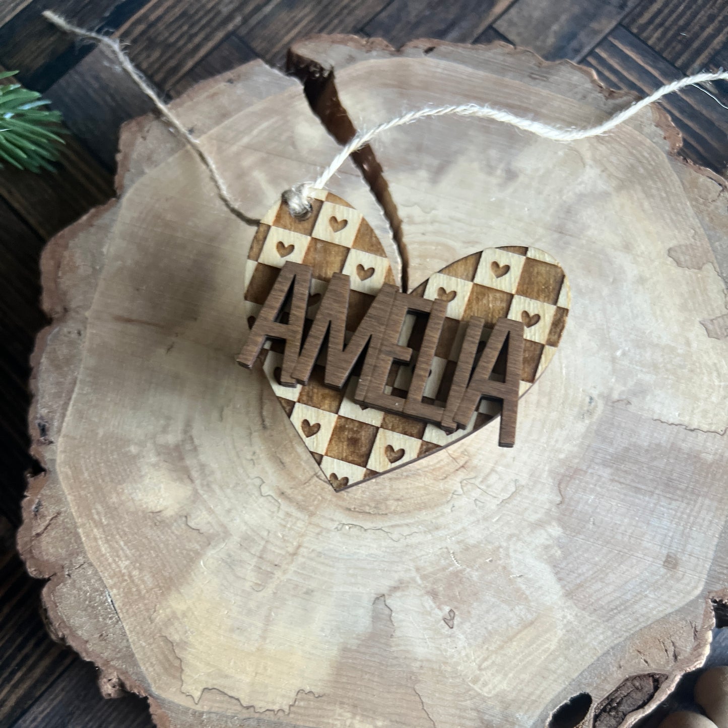 Heart Checkered Tag