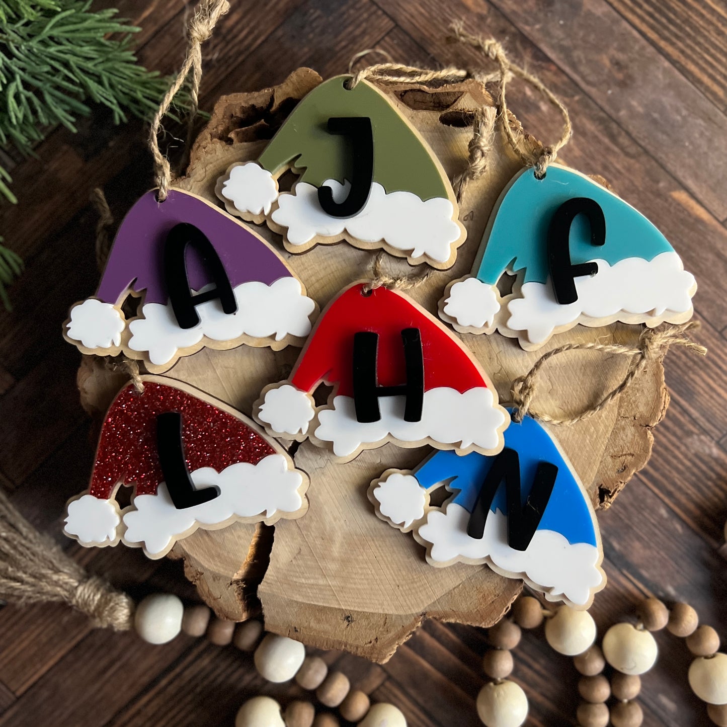 Christmas Monogram Santa Hat Ornament