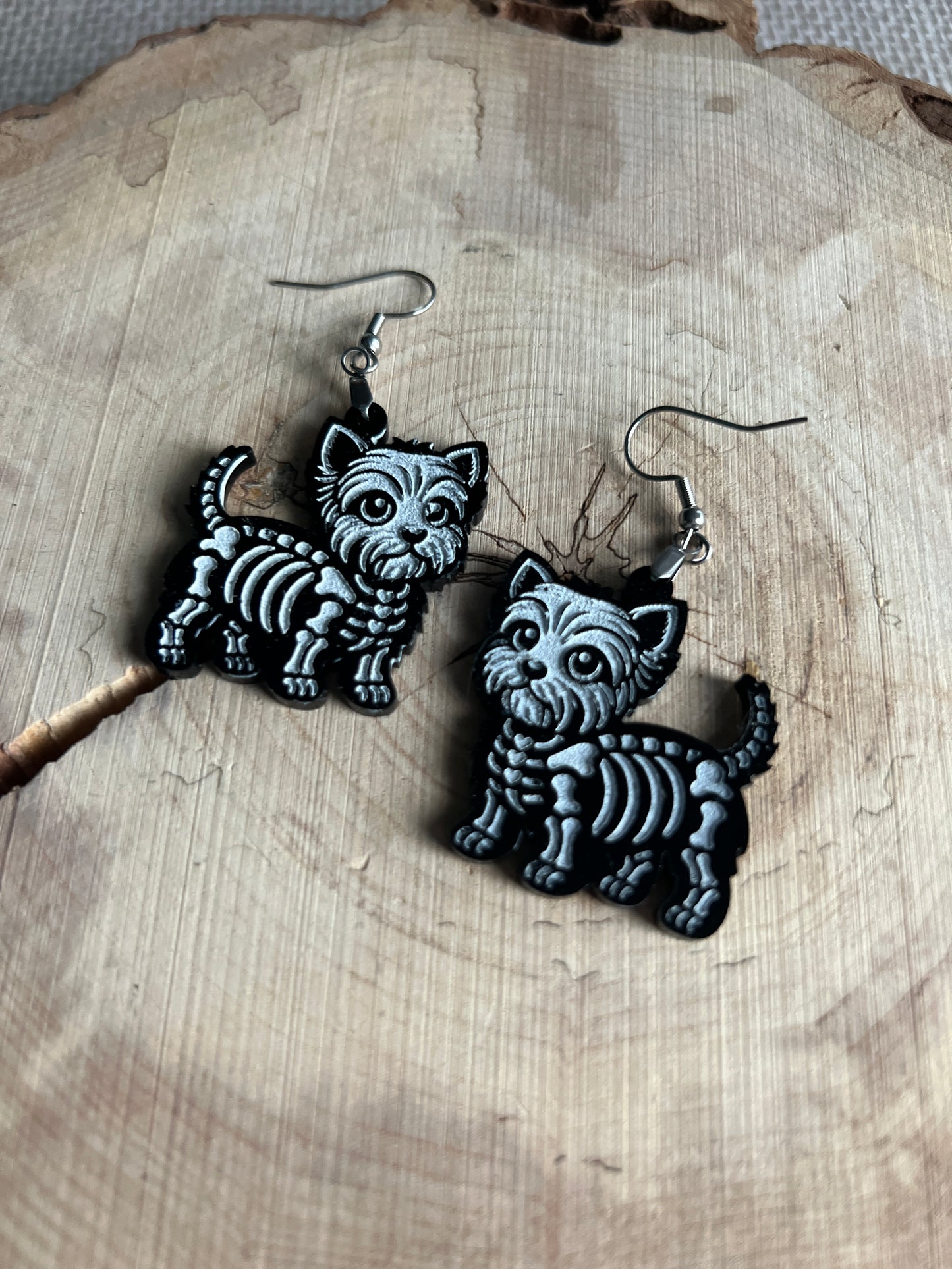 Skelton Dog Earrings