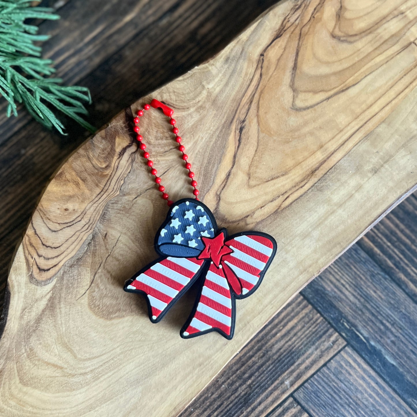 Patriotic Bow Soda Can Opener Keychain