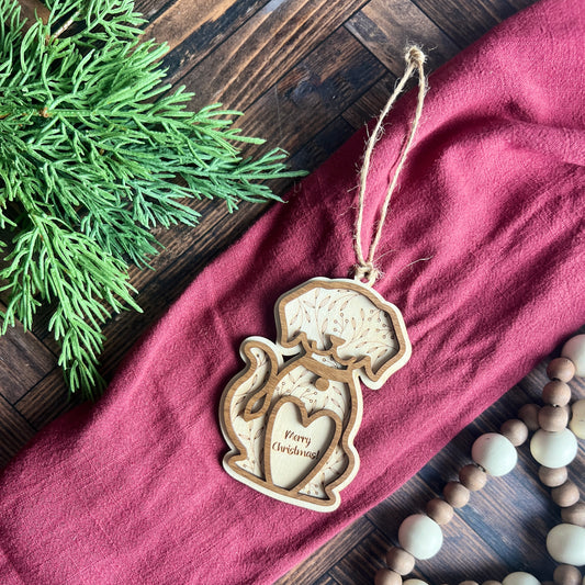 Dog with Heart Christmas Ornament