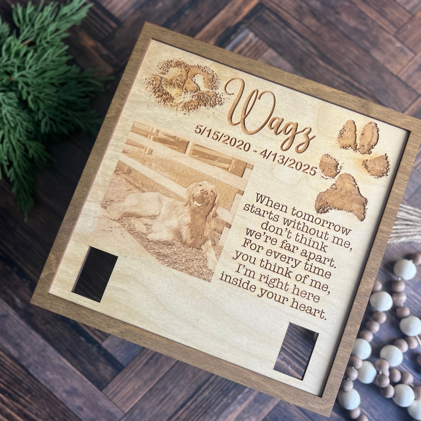 Pet Memorial Collar Frame With Holder