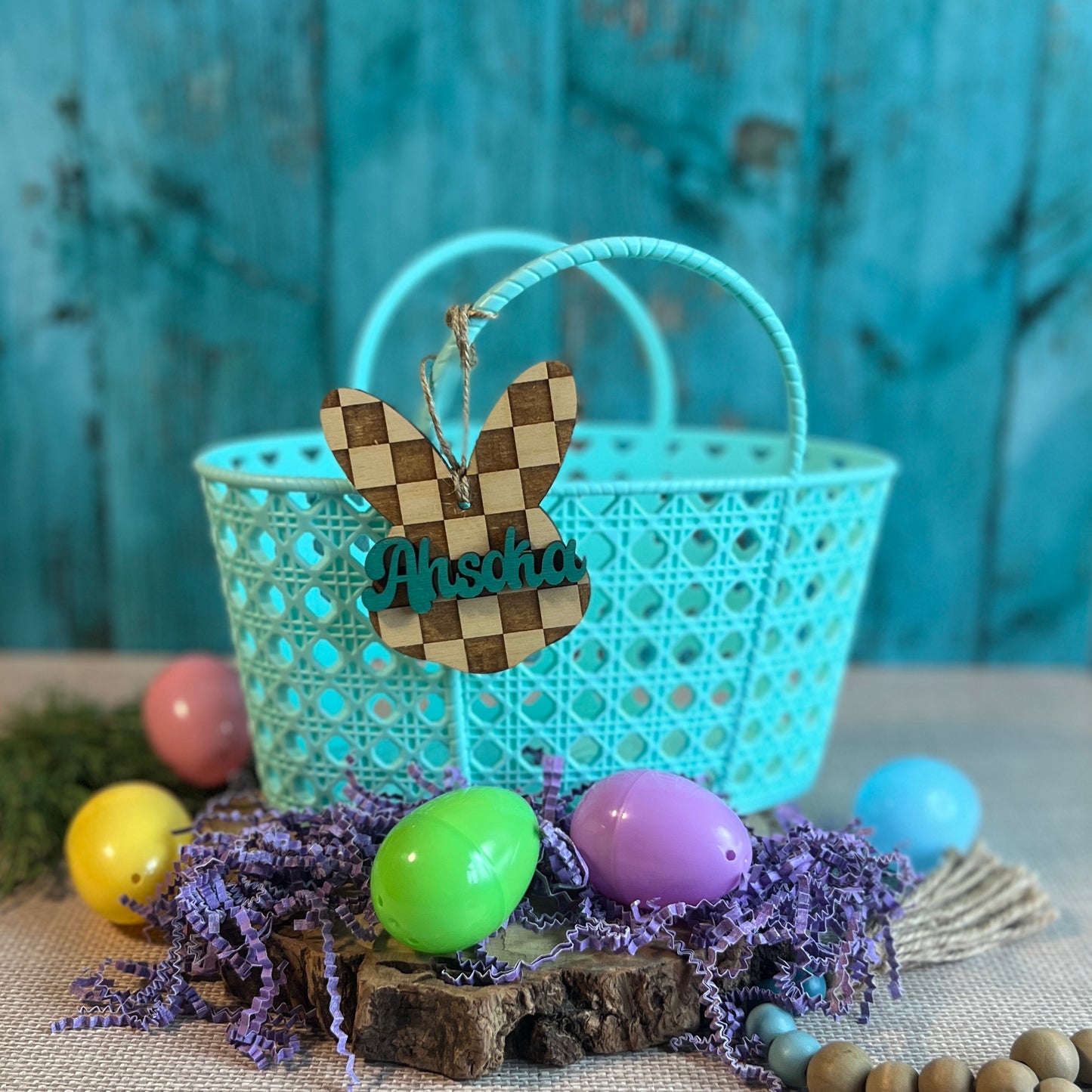 Checkered Bunny Tag