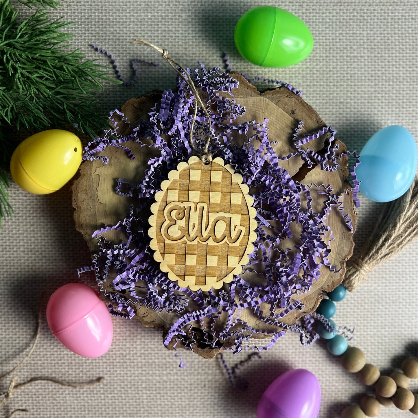 Gingham Easter Basket tag