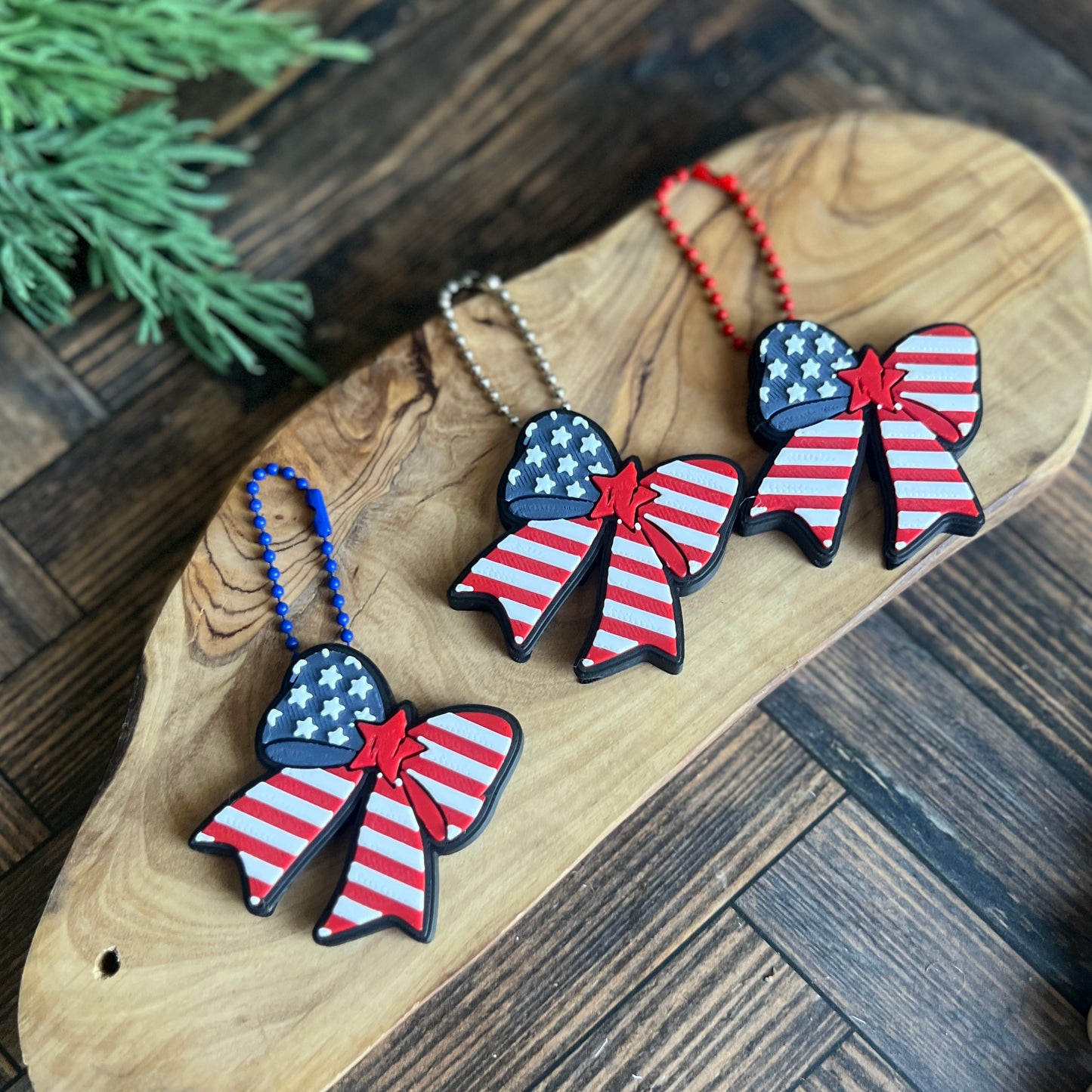 Patriotic Bow Soda Can Opener Keychain