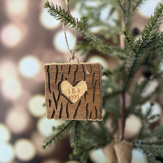 Couples Wooden Tree Ornament