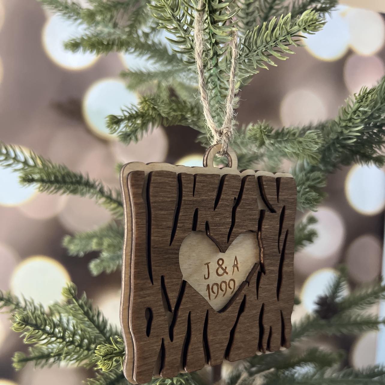 Couples Wooden Tree Ornament