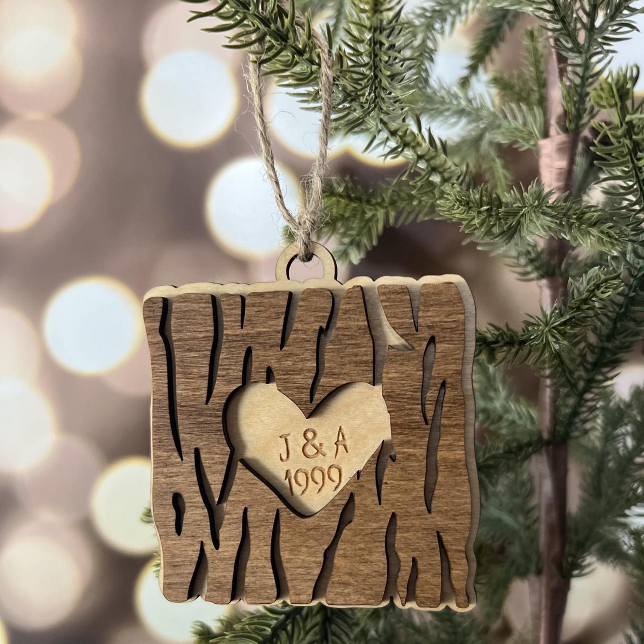 Couples Wooden Tree Ornament