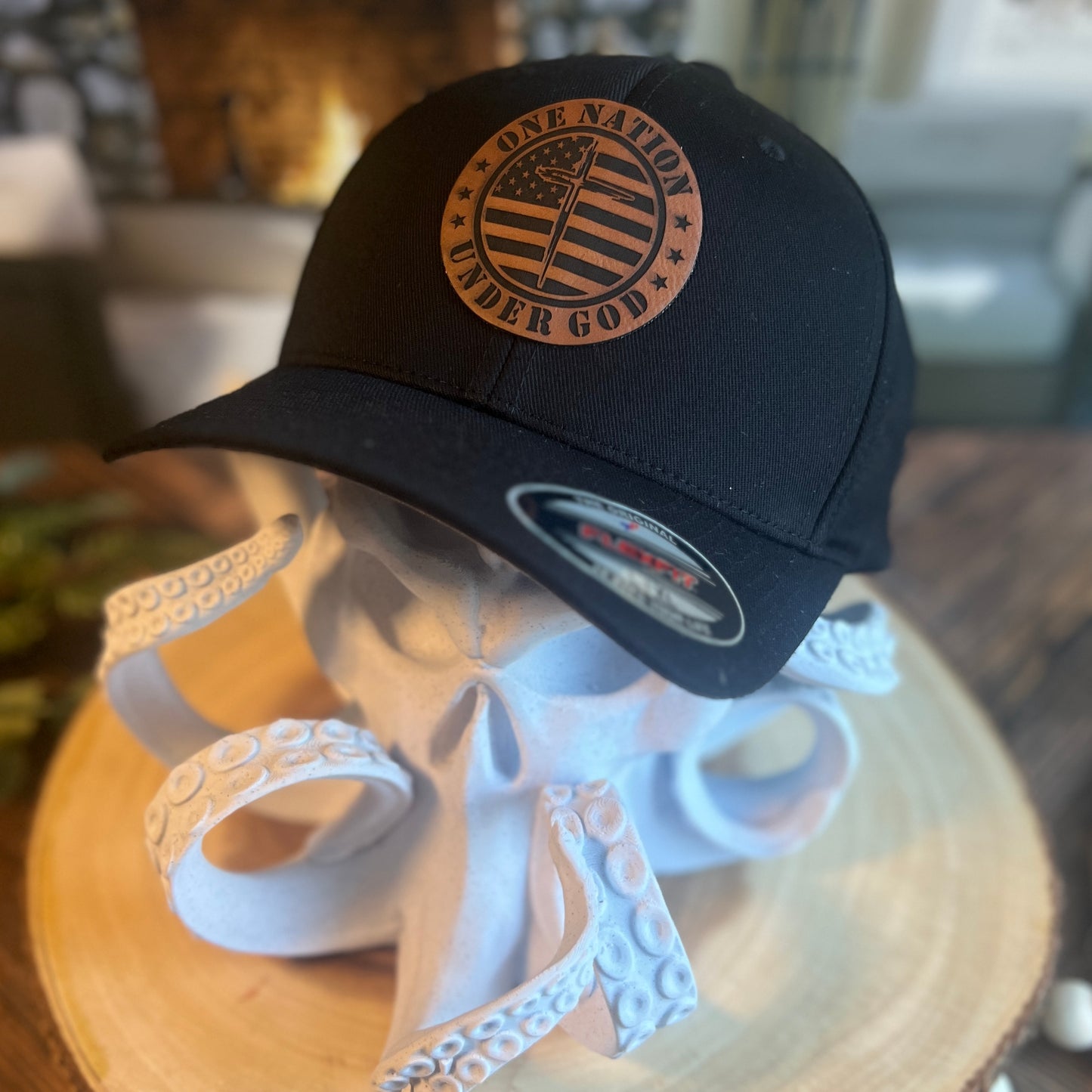 One Nation Under God Flex Fit Black Yupoong Large/Xlarge Hat