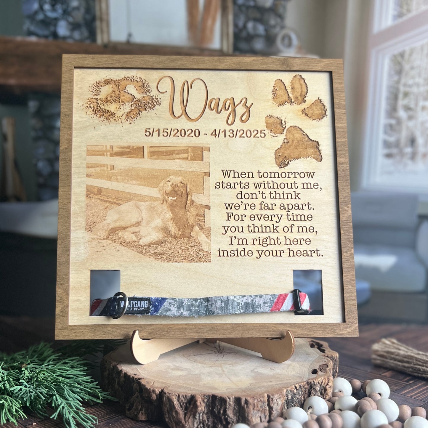 Pet Memorial Collar Frame With Holder
