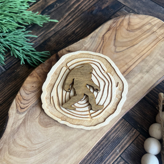 Bigfoot Wood Slice Magnet