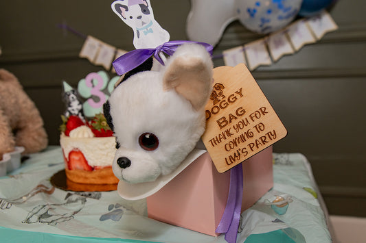 Puppy Birthday Party Wooden Tag