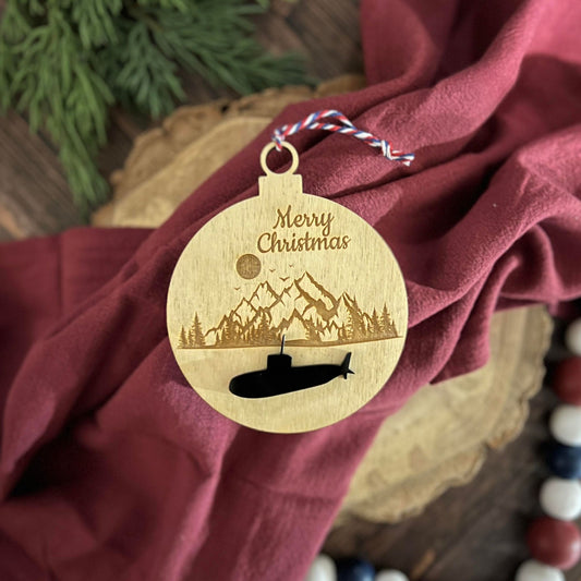 Merry Christmas Submarine Ornament