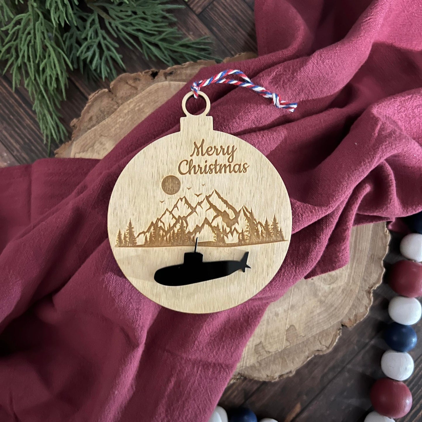 Merry Christmas Submarine Ornament