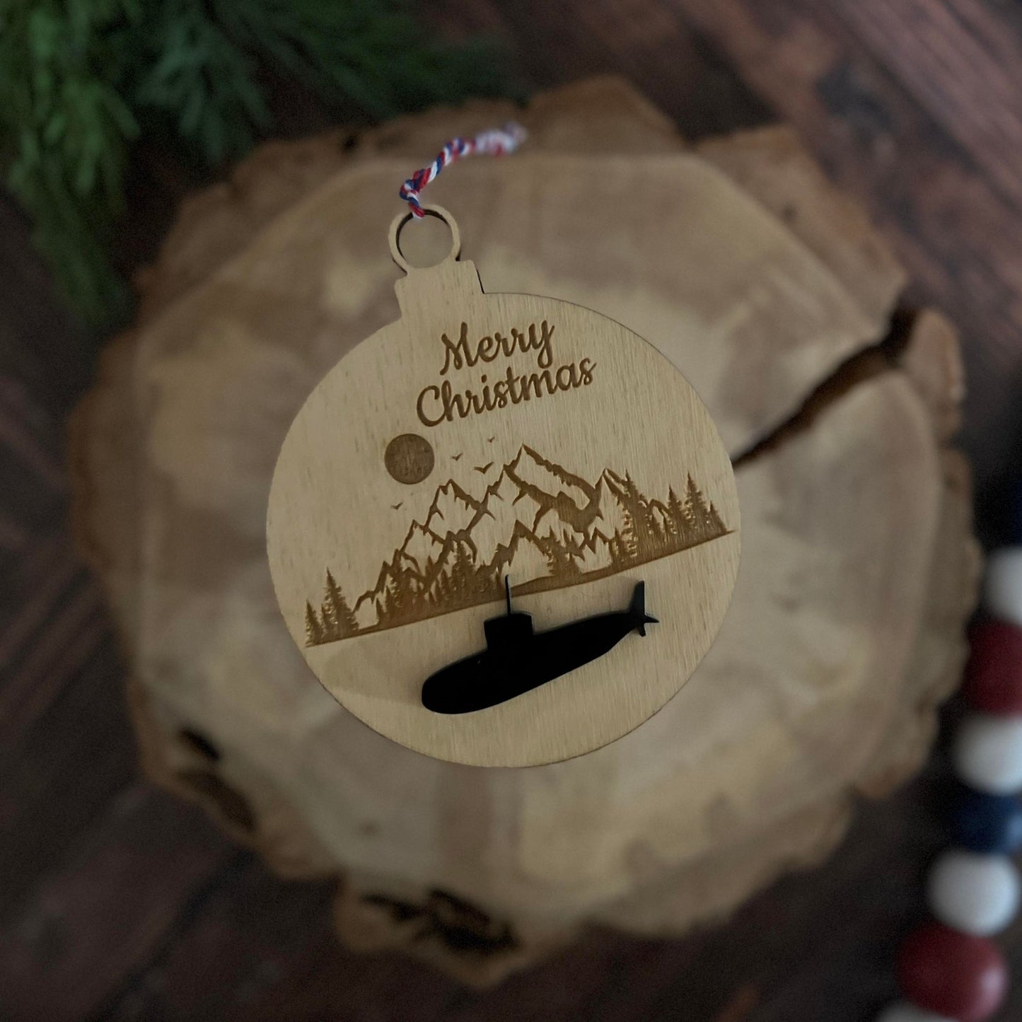 Merry Christmas Submarine Ornament