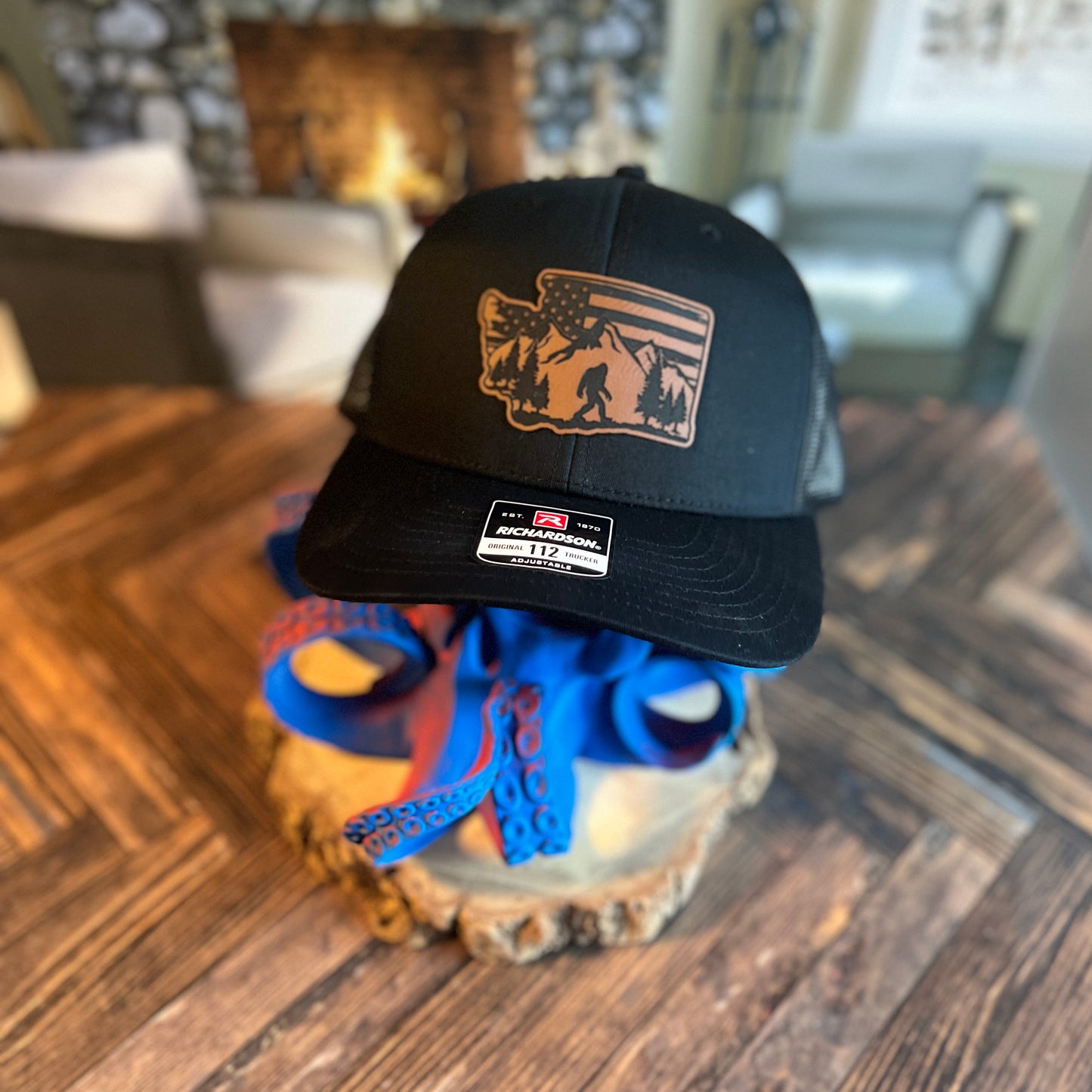 Bigfoot Washington State Richardson 112 Black/Black Trucker Hat