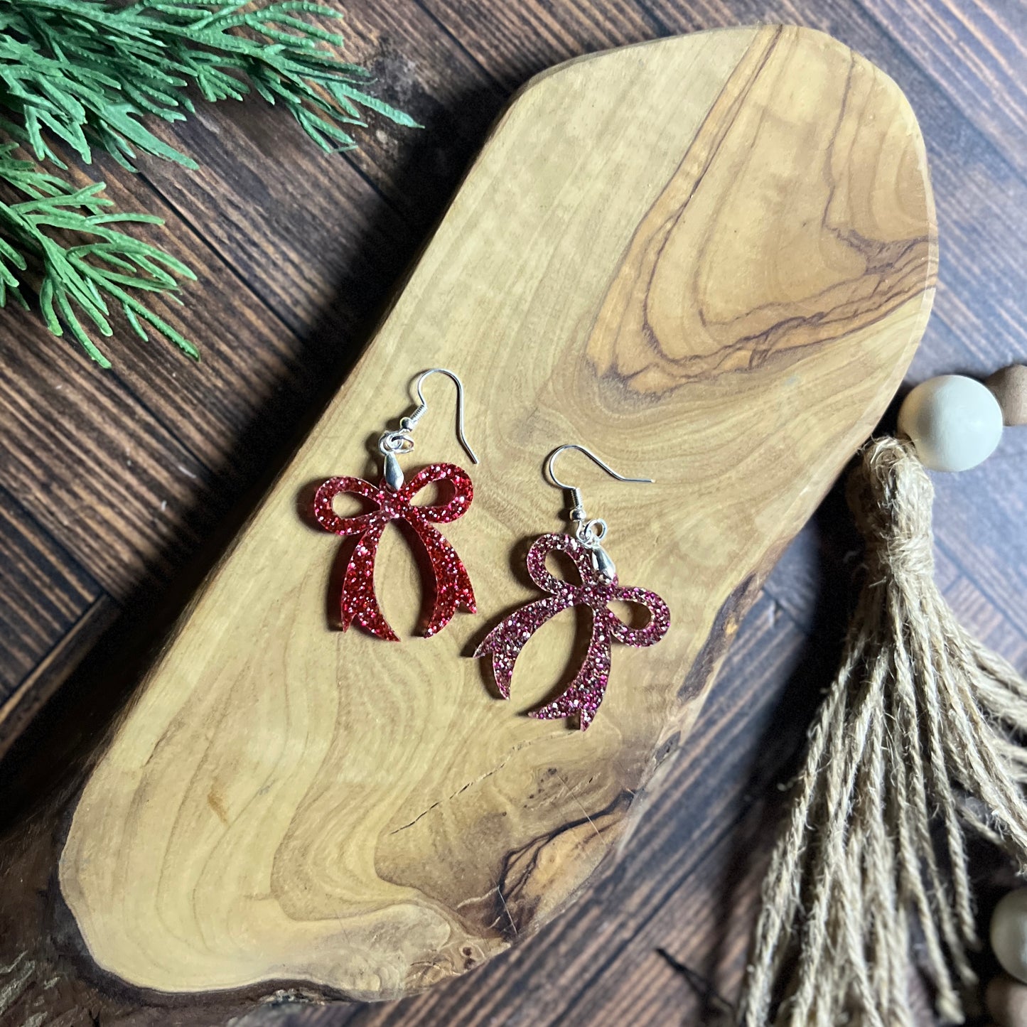 Pink & Red Bow Earrings