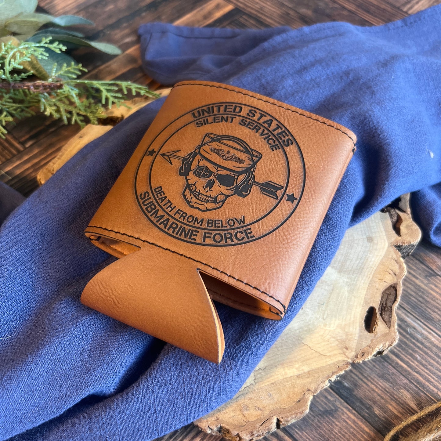 United States Submarine Force Silent Service Death From Below Leatherette Can Cooler