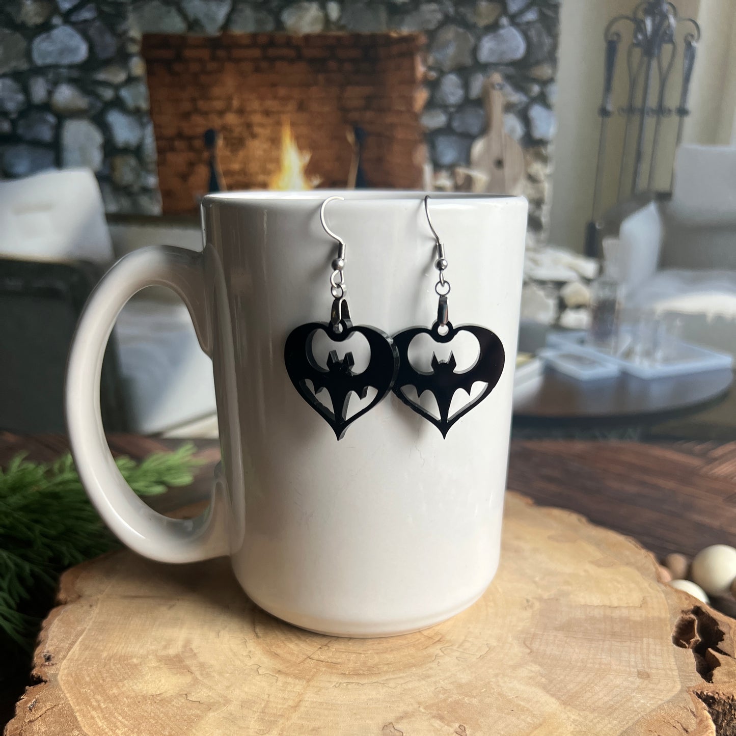 Bat in a Heart Earrings