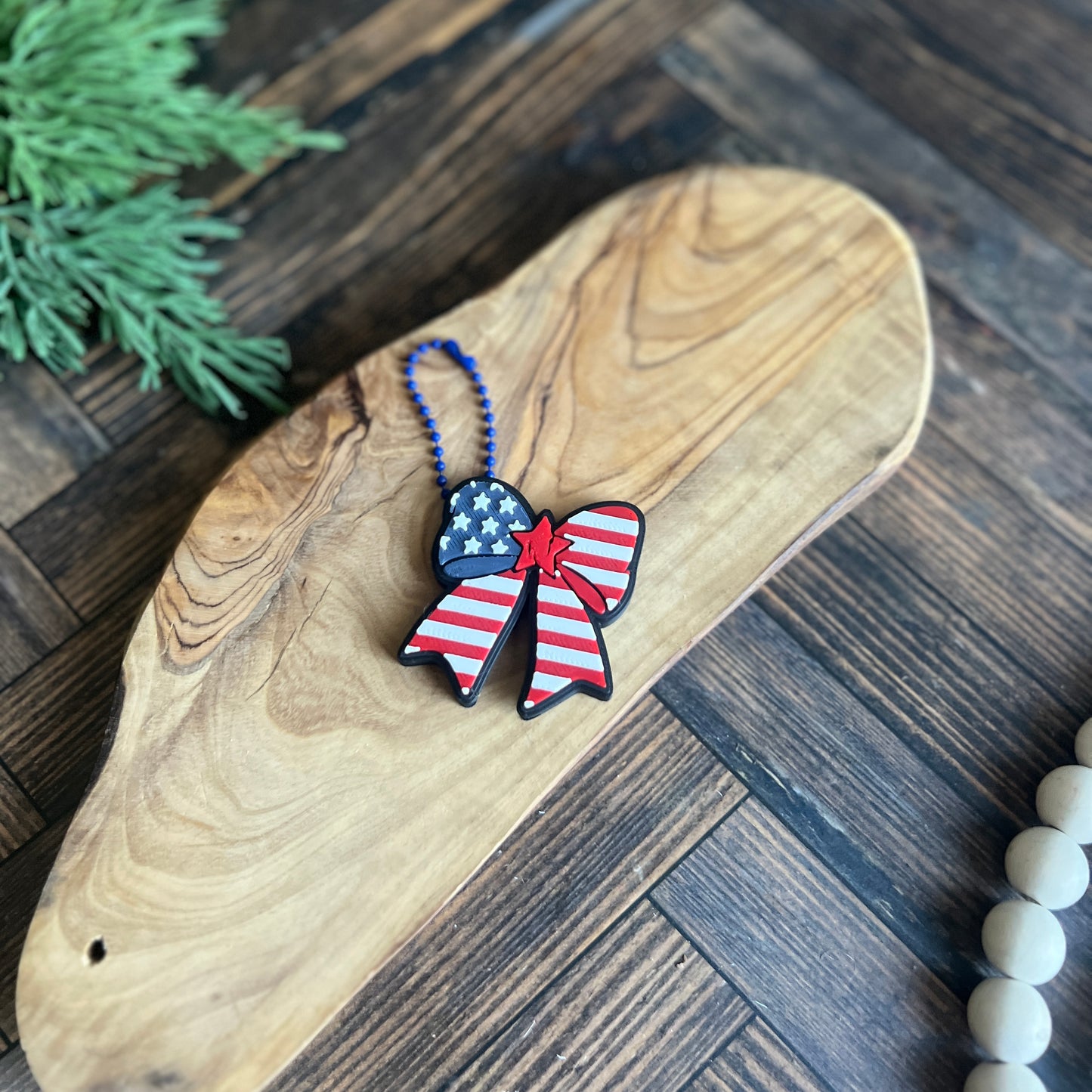Patriotic Bow Soda Can Opener Keychain