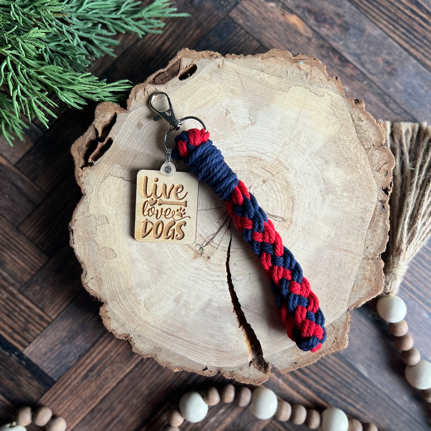 Live Love Dogs Macrame Key Fob