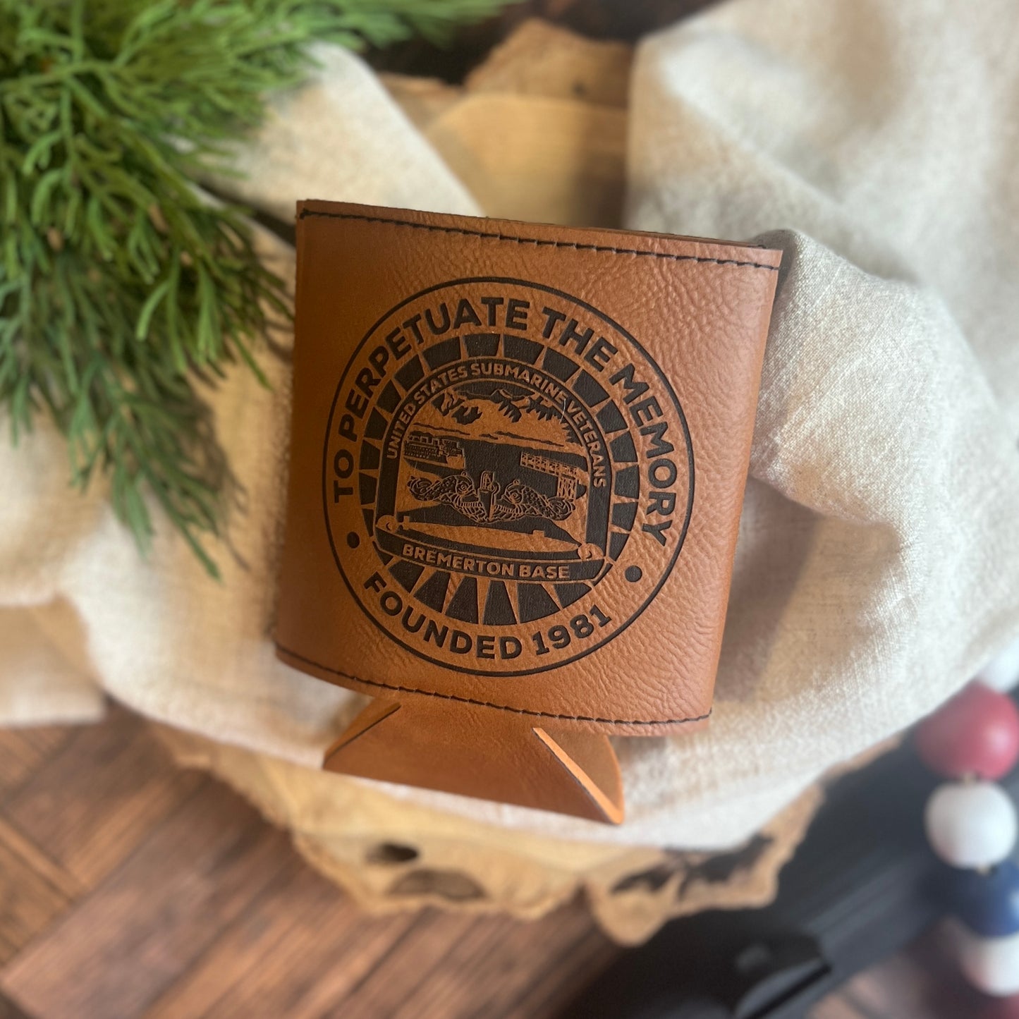USSVI Bremerton Base Leatherette Beverage Holder