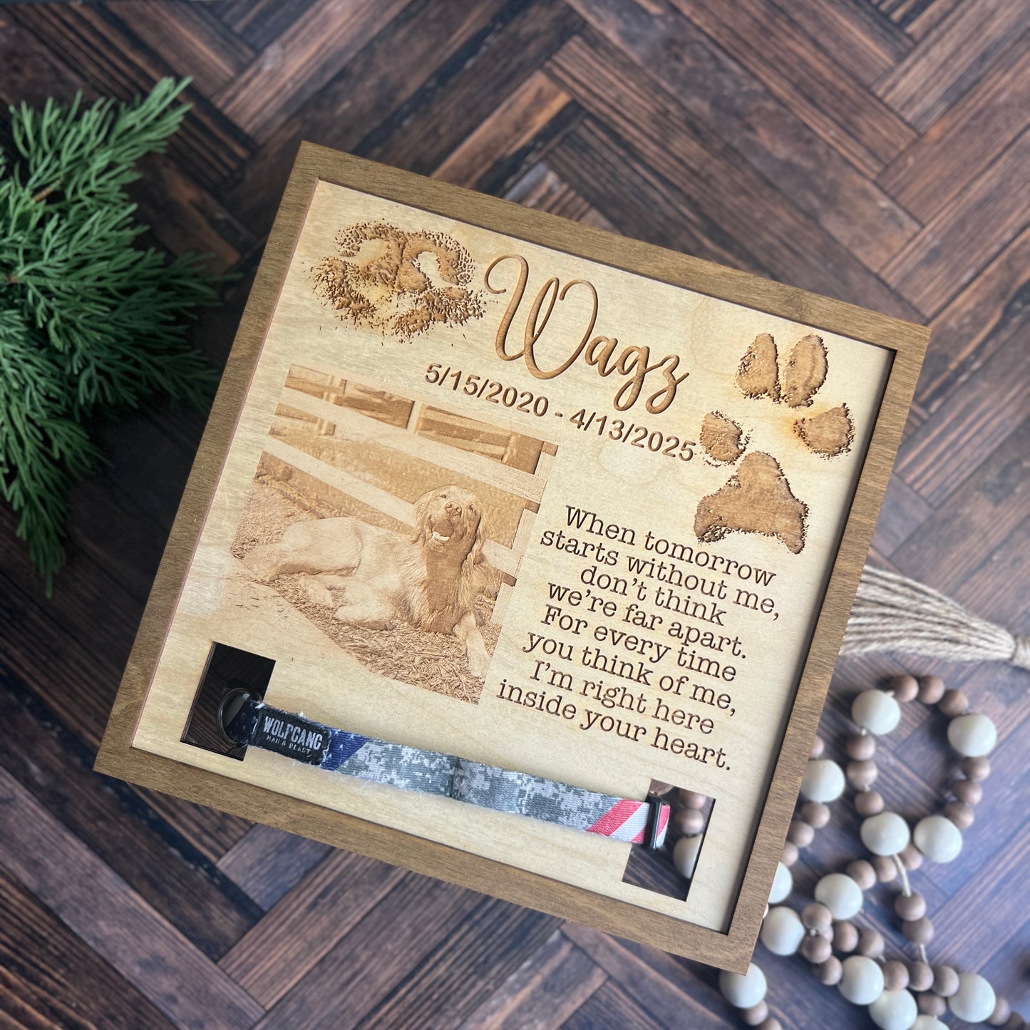 Pet Memorial Collar Frame With Holder