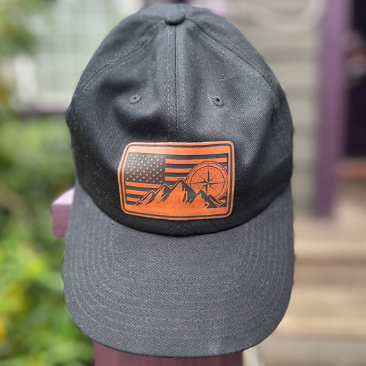 Flag, Compass, and Mountains Dad Hat