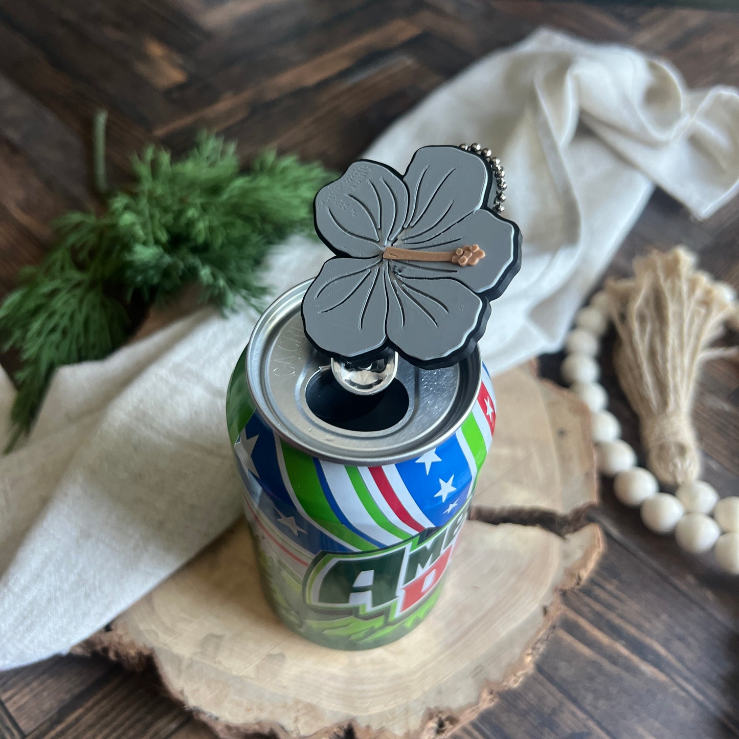 Hibiscus Soda Can Opener Keychain