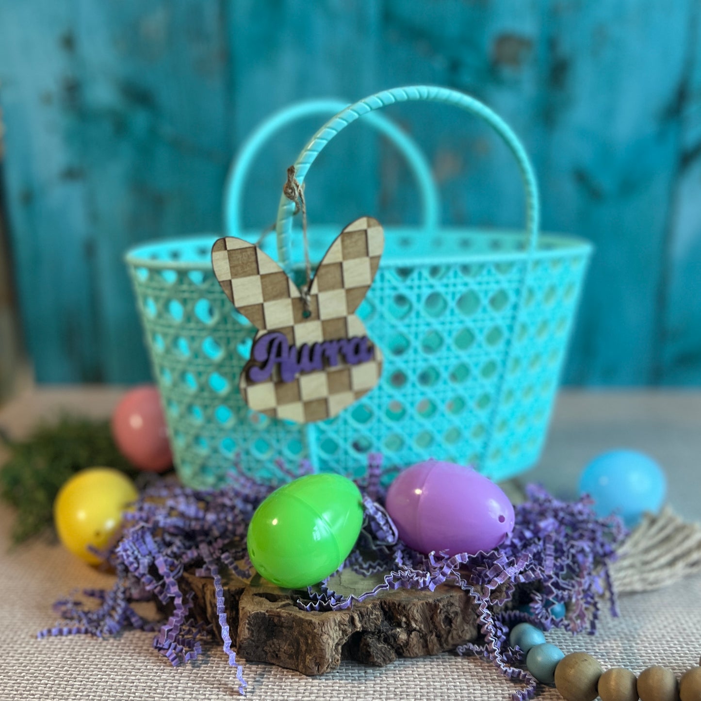 Checkered Bunny Tag