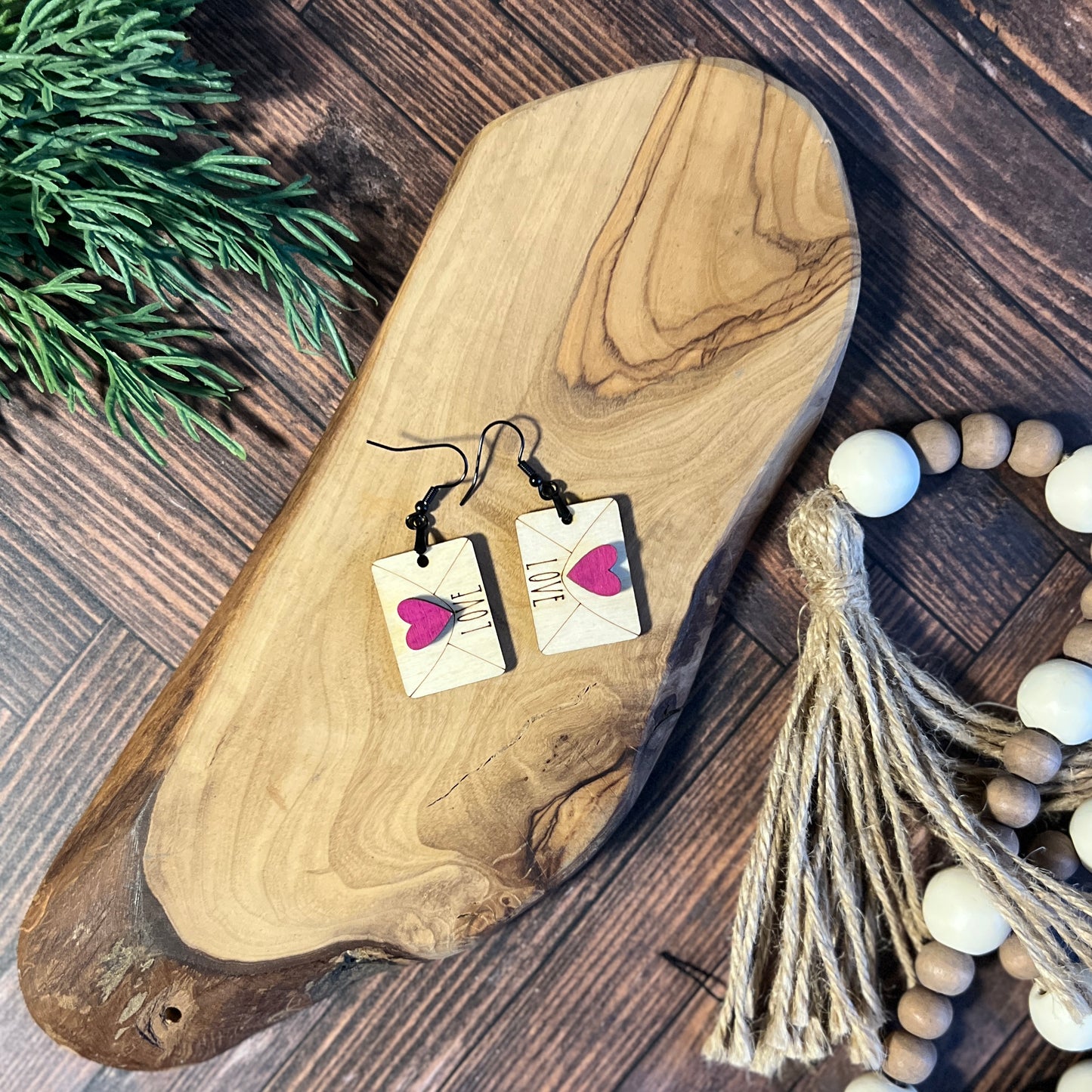 Heart Envelope Dangle Earrings