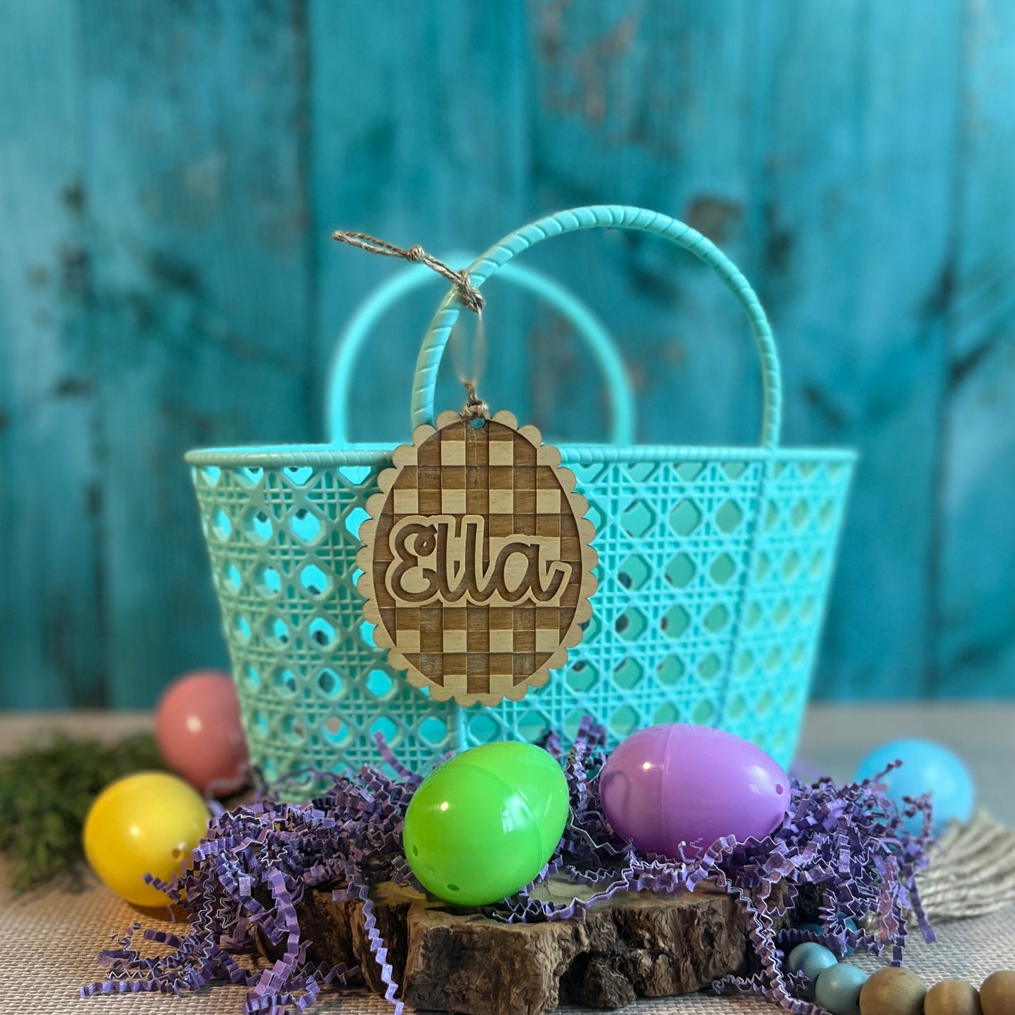 Gingham Easter Basket tag